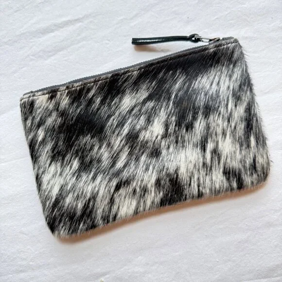 Cowhide Leather Zippered Wristlet Clutch By Prime&Rue - 9" - Picture 4 of 8